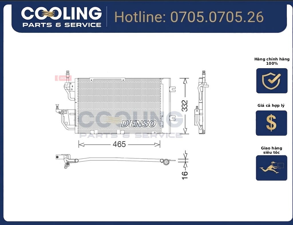 Dàn nóng Tiguan 5N AC400000S 2010-2016 1K0820411G