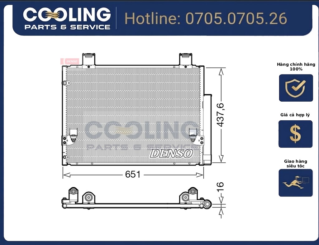 Dàn nóng Hilux AC929000S 2004-2015 884600K010