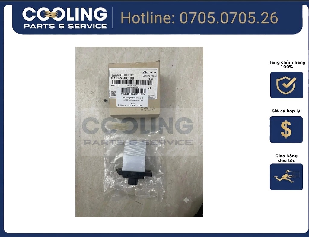 Điện trở quạt dàn lạnh Morning 972351E000