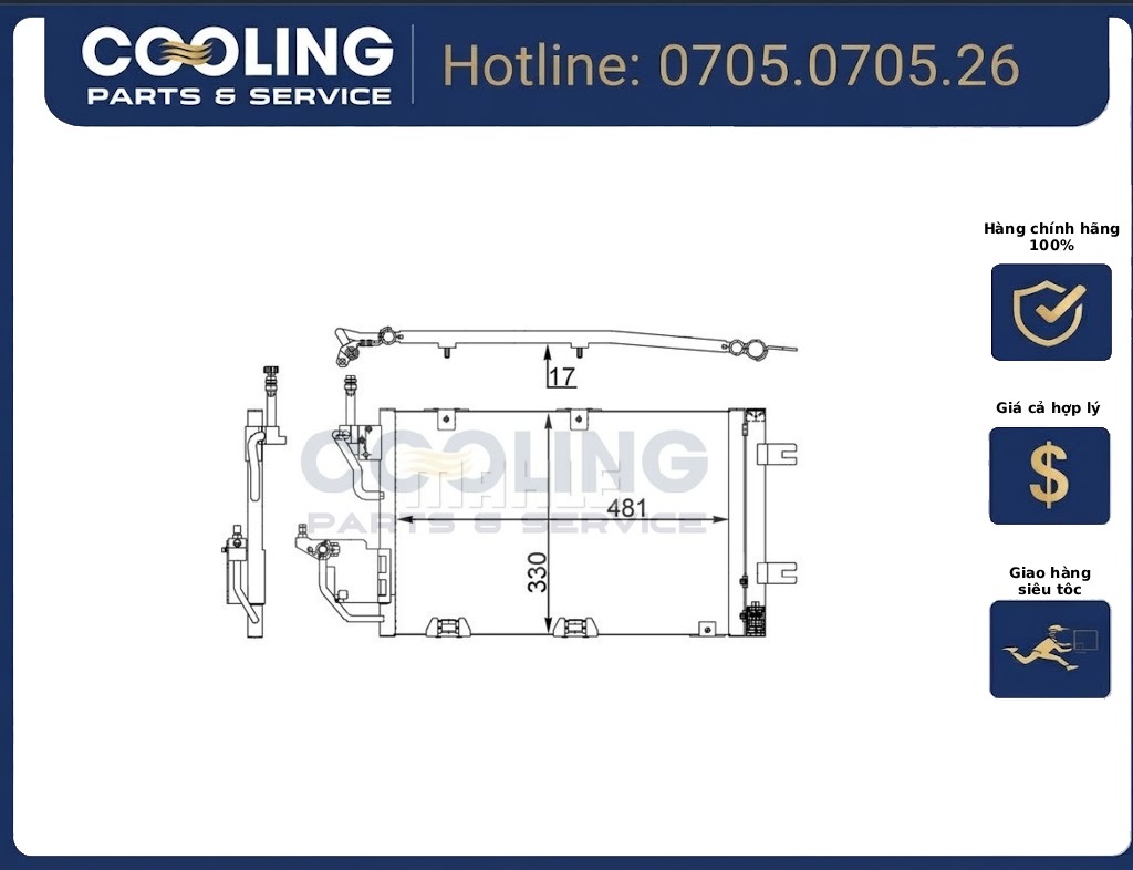 Dàn nóng Tiguan 5N AC400000S 2010-2016 1K0820411G