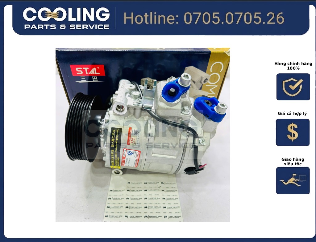 Lốc điều hòa lạnh, máy nén điều hòa (a / c compressor) polo, vento, skoda rapid 6RF820803B