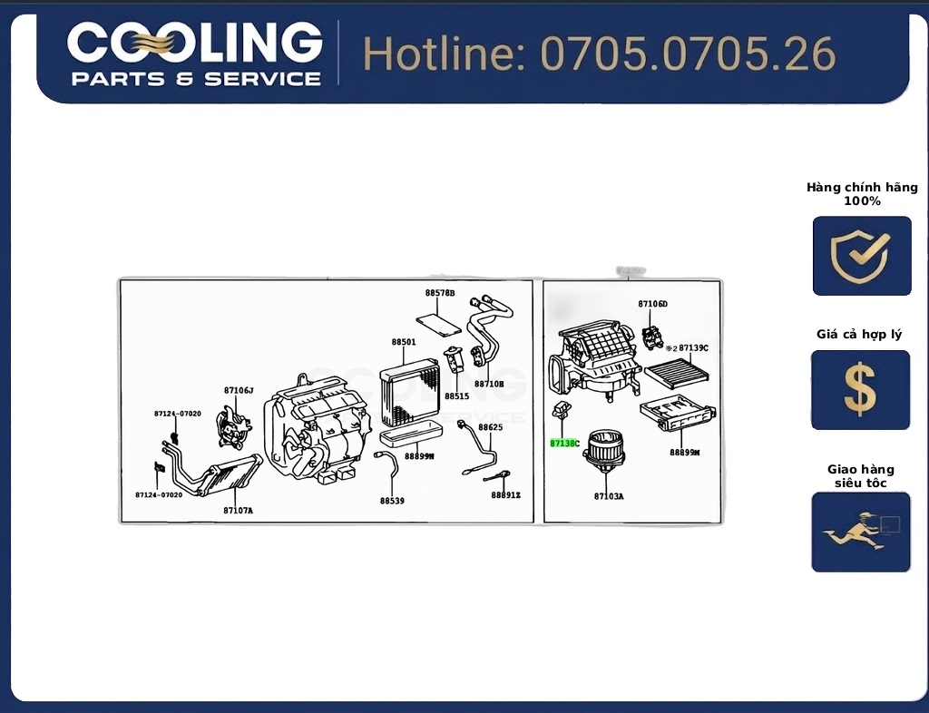 Dàn lạnh 97139 07400 2008 HVAC07400